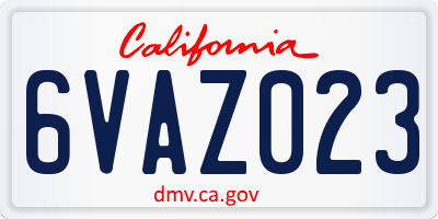 CA license plate 6VAZ023