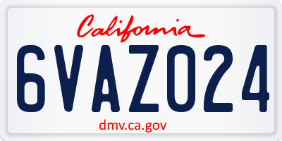 CA license plate 6VAZ024