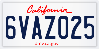 CA license plate 6VAZ025