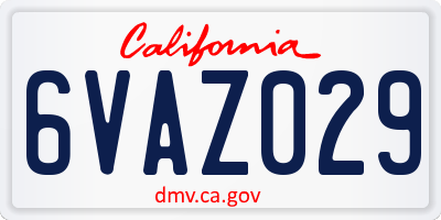 CA license plate 6VAZ029