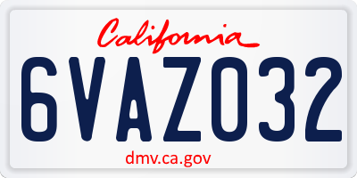 CA license plate 6VAZ032