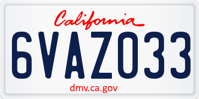 CA license plate 6VAZ033