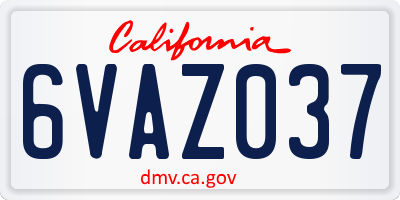CA license plate 6VAZ037