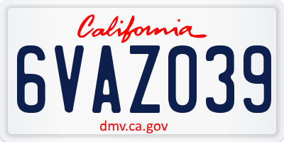 CA license plate 6VAZ039