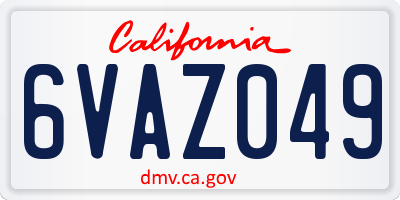 CA license plate 6VAZ049