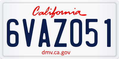 CA license plate 6VAZ051