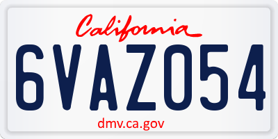 CA license plate 6VAZ054