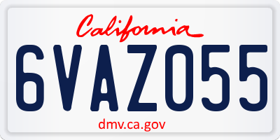 CA license plate 6VAZ055