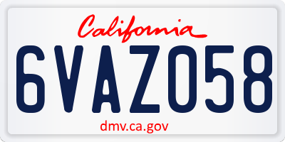 CA license plate 6VAZ058