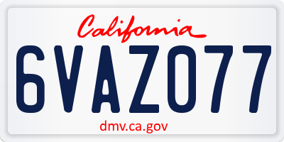 CA license plate 6VAZ077