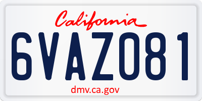 CA license plate 6VAZ081
