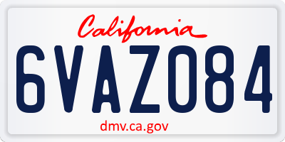 CA license plate 6VAZ084