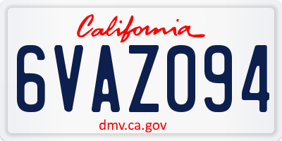 CA license plate 6VAZ094