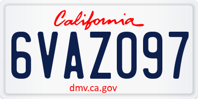 CA license plate 6VAZ097