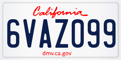CA license plate 6VAZ099