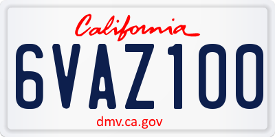 CA license plate 6VAZ100