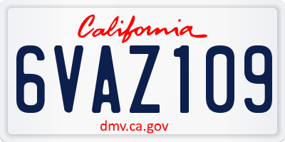 CA license plate 6VAZ109
