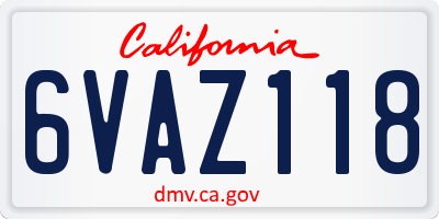 CA license plate 6VAZ118