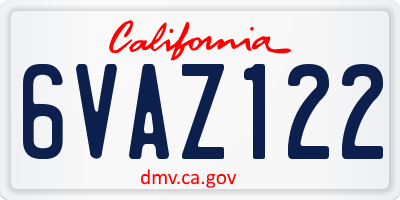 CA license plate 6VAZ122
