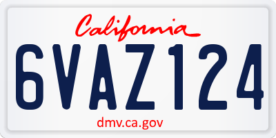 CA license plate 6VAZ124