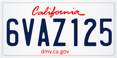 CA license plate 6VAZ125