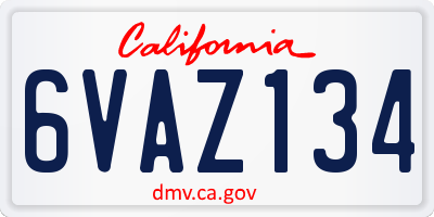 CA license plate 6VAZ134