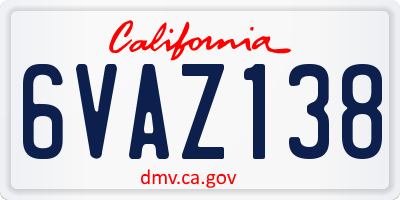 CA license plate 6VAZ138