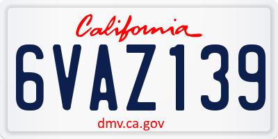 CA license plate 6VAZ139