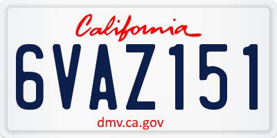 CA license plate 6VAZ151