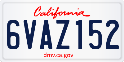 CA license plate 6VAZ152