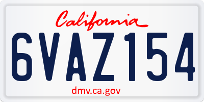 CA license plate 6VAZ154