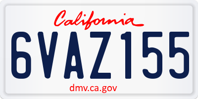 CA license plate 6VAZ155