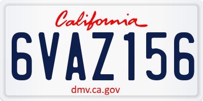 CA license plate 6VAZ156