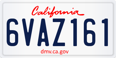 CA license plate 6VAZ161