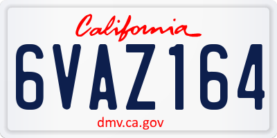 CA license plate 6VAZ164