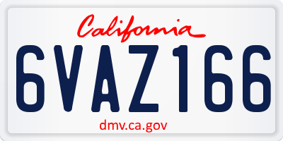 CA license plate 6VAZ166