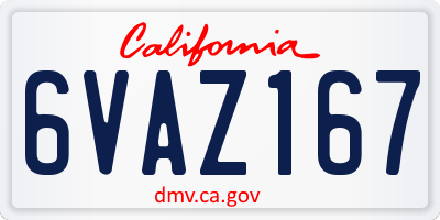 CA license plate 6VAZ167