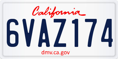 CA license plate 6VAZ174