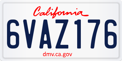CA license plate 6VAZ176