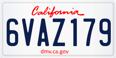 CA license plate 6VAZ179