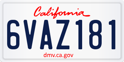 CA license plate 6VAZ181