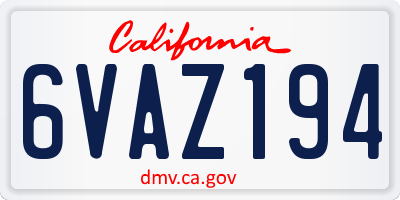 CA license plate 6VAZ194