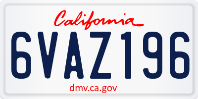 CA license plate 6VAZ196