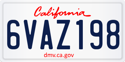 CA license plate 6VAZ198
