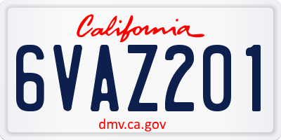 CA license plate 6VAZ201