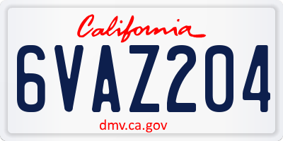 CA license plate 6VAZ204