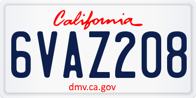 CA license plate 6VAZ208
