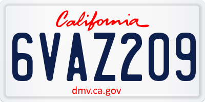 CA license plate 6VAZ209