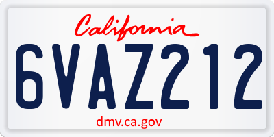 CA license plate 6VAZ212