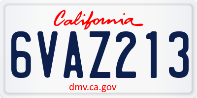 CA license plate 6VAZ213